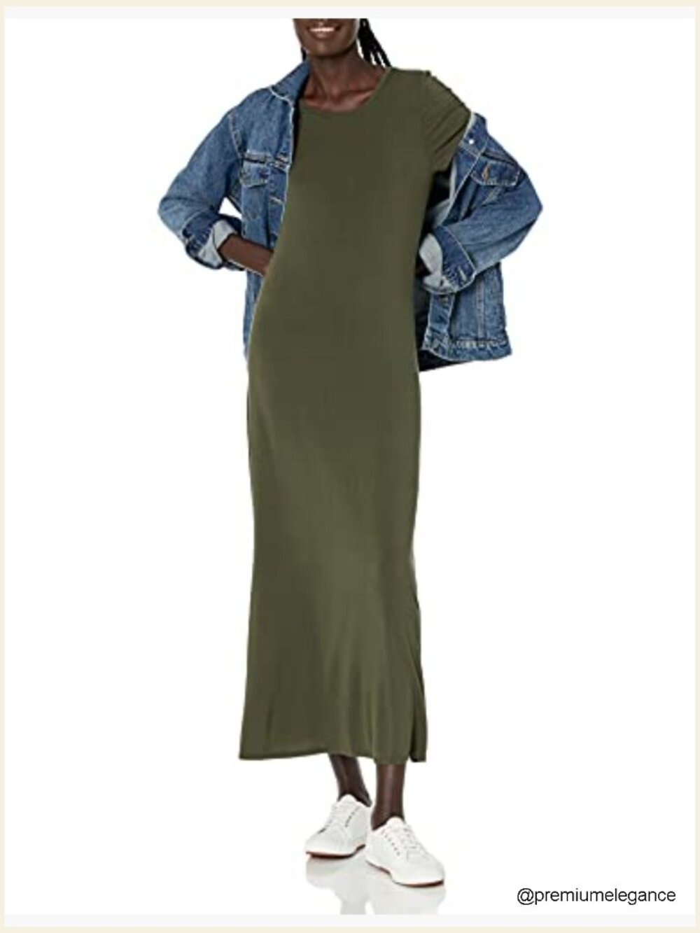 Flowy Short-Sleeve Maxi Dress, Rayon Stretch Jersey, Regular Fit - Picture 5 of 7